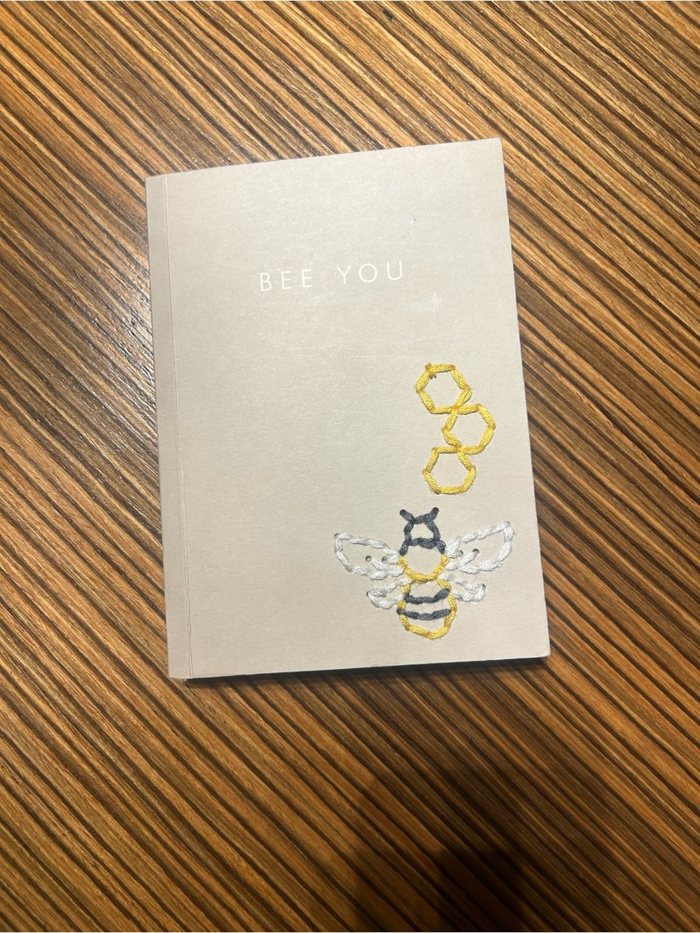 Bee You Embroidered Notebook - Neutral Cream